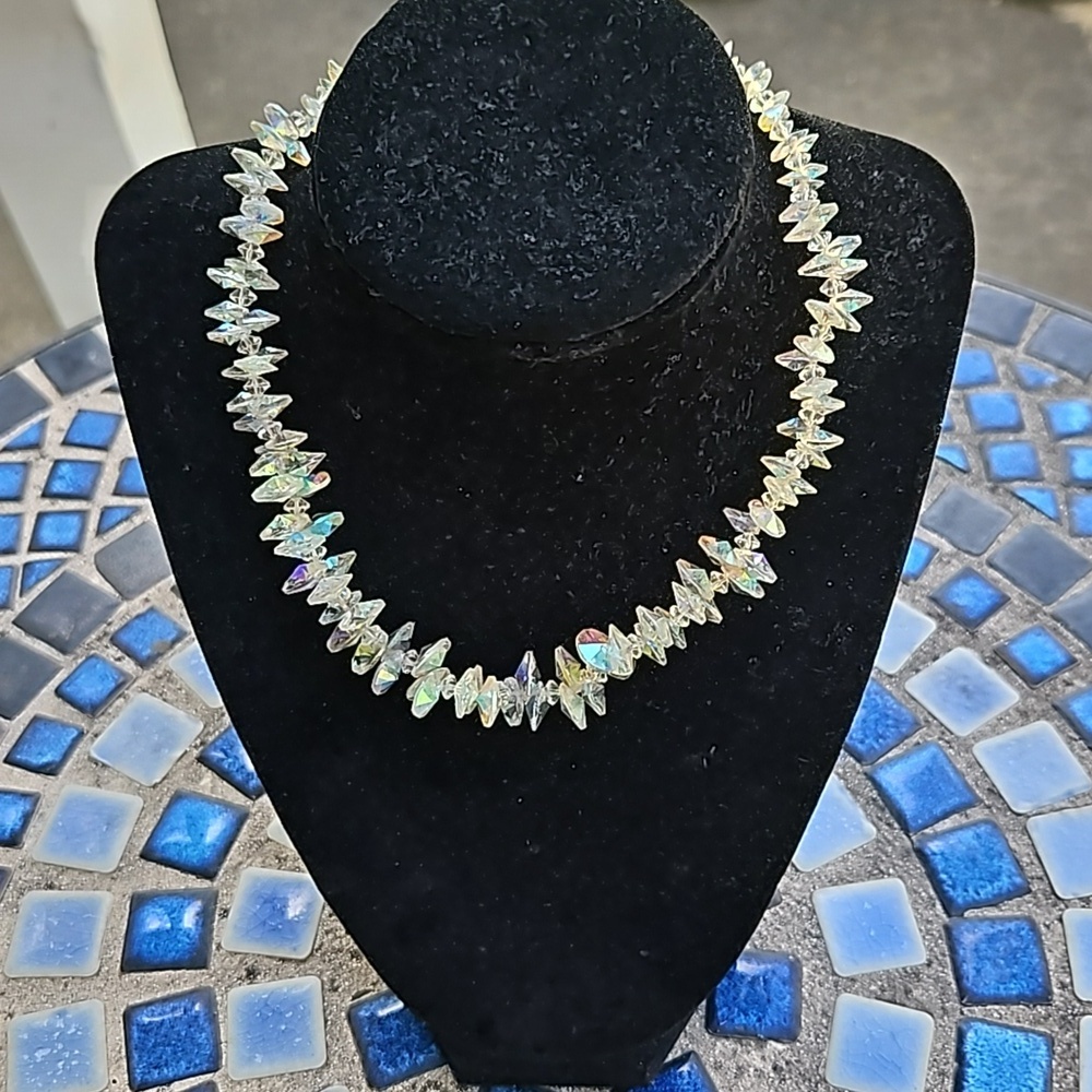 Vintage Lucite Spheres Aurora Borelis Necklace